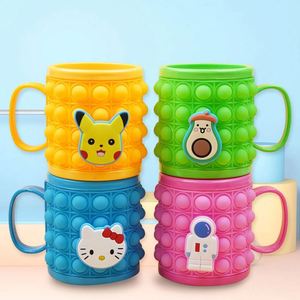 2022 New Stress Relief Cute <b>Kids</b> Drink Cup Silicone Push <b>Bubble</b> Fidget Popper Popular Itting Water Bottles With Handle Holder - Product Image 4