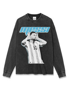 American Vintage for <span class=keywords><strong>Messi</strong></span> Impreso Heavy Cotton Crewneck <span class=keywords><strong>Sudadera</strong></span> Cross-Border Camiseta <span class=keywords><strong>de</strong></span> manga corta Oversized Casual Knitted - Product Image 3