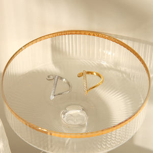 Nw temperamento alla moda geometrico a forma di Z spiave brillante zircone anelli Non appannati in acciaio inox Z forma barra anello per donna - Product Image 5