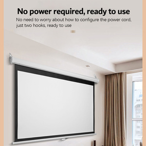 Pantalla de Proyección Manual de 120 Pulgadas con Sistema de Autobloqueo / Pantalla de Proyección Desplegable para Montaje en Pared y Techo, Blanca Mate - Product Image 5