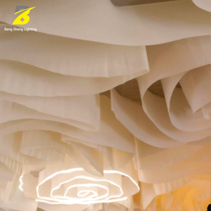Décoration de plafond pour lieu de mariage, lampe suspendue en tissu circulaire en spirale rose pour salle de banquet - Product Image 3