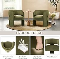 Chaise d'appoint en velours vert moderne Chaise confortable à 3 pieds avec accoudoirs latéraux pour le salon et la chambre à coucher pour la lecture