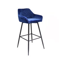 Tabourets de bar en velours métallique moderne de luxe avec dossier