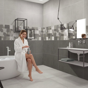 Carreaux de porcelaine gris spirituel rustique à motifs sculptés 600x1200mm, finition émaillée pour revêtement mural et sol de salle de bain - Product Image 6