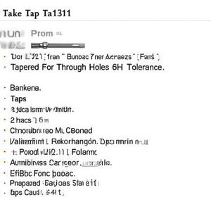 Ttake <b>Tap</b> Ta1311 Top Blue Coated Fine Pitch Tapered For Through Holes 6H Tolerance - Product Image 2