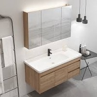 Meuble-lavabo mural étanche de haute qualité avec miroir et vasque en céramique pour projet de rénovation de salle de bain résidentielle moderne