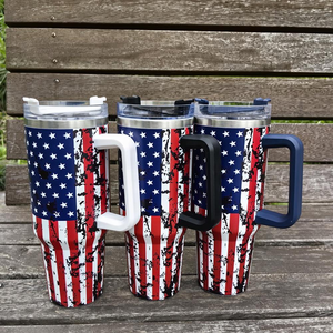 USA <strong>UK</strong> Flag Vacuum Stainless Steel Cup with Handle and Straw 40 OZ <strong>Large</strong> Capacity Portable Camp Travel Insulated Tumbler - Product Image 2