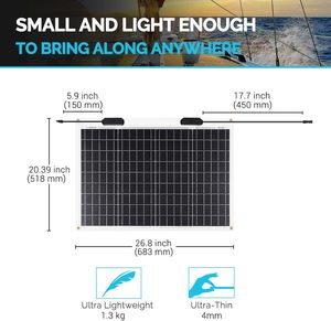 Panneaux solaires flexibles en gros d'usine 50W ultra-flexibles pliables mono pour chargeur hors réseau certifiés CE TUV 22% d'efficacité marine - Product Image 5