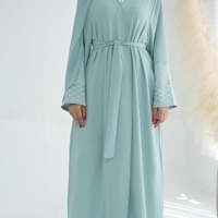 Abaya turque, kaftan, design palestinien kufiyah, broderie, cardigan, vêtements islamiques, robe en crêpe à la vente chaude pour femmes L250