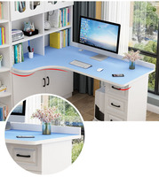 Bureau combiné d'angle Bibliothèque Bureau d'étude en bois massif Bureau d'ordinateur avec tiroir latéral Chambre à coucher Table d'apprentissage simple