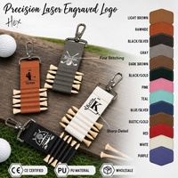 Vente chaude Golf Bag Tag Logo personnalisé PU Leather Golf Tee porte-clés avec 5 tees en bois