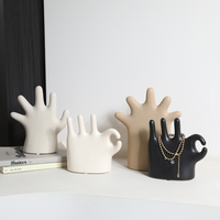 Statues en porcelaine en forme de doigt de main, design artistique simple, petites figurines décoratives pour l'aménagement intérieur des armoires, étagères et tables