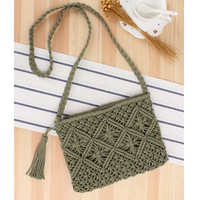 Sac à main en macramé tissé à la main pour femme, Style bohème, en coton décontracté, pochette de plage Vintage