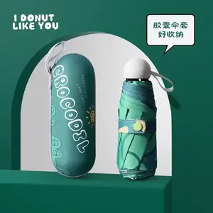 ブルーダック漫画動物パラソルアンチUVブラックグルーポケットカプセル傘ポータブルミニフォールド自動キッズ傘ケース付き - Product Image 4