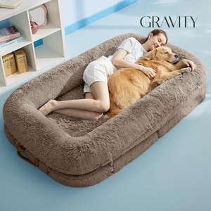 Cama para Perros de Espuma Viscoelástica Extra Grande para Invierno, Transpirable, Ortopédica, Resistente al Agua, Altura Ajustable, Funda Extraíble, Tamaño Humano para Mascotas - Product Image 1