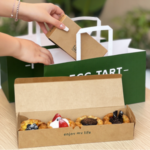 Scatole per Confezioni di Egg Tart Portoghesi Ecologiche e Riciclabili, Personalizzabili, Confezioni da 2 e 4, in Cartone per Alimenti - Product Image 4