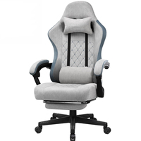 Fauteuil de jeu ergonomique GTPLAYER, surface en tissu, coussin d'assise à ressorts, accoudoirs et repose-pieds connectés, 150 kg, noir clair