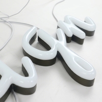 Lettres en acier inoxydable personnalisées avec éclairage au néon LED, résistantes aux intempéries IP65, montées au mur, fabriquées via un procédé de résine de surface, marque KMT