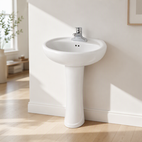 Wastafel Pedestal Bersertifikat CUPC yang Elegan untuk Kamar Mandi, Cocok untuk Vanity 1103
