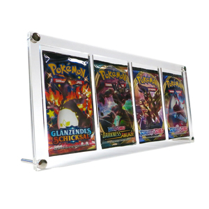 Vitrine acrylique 4 emplacements pour cartes gradées, portable, taille personnalisée pour boosters Pokémon et cartes de sport, fixation murale ou autoportante - Product Image 5