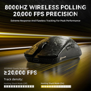 Souris de jeu ATTACK SHARK R11 ULTRA en fibre de carbone sans fil 8K 20000 <span class=keywords><strong>FPS</strong></span> Taux de balayage statique Revêtement en nano-métal Ice PAW3950MAX - Product Image 4