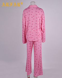 Женский комплект пижамы на заказ: хлопково-бамбуковый модал, мягкая домашняя одежда, двухсекционный комплект с принтом - Product Image 3