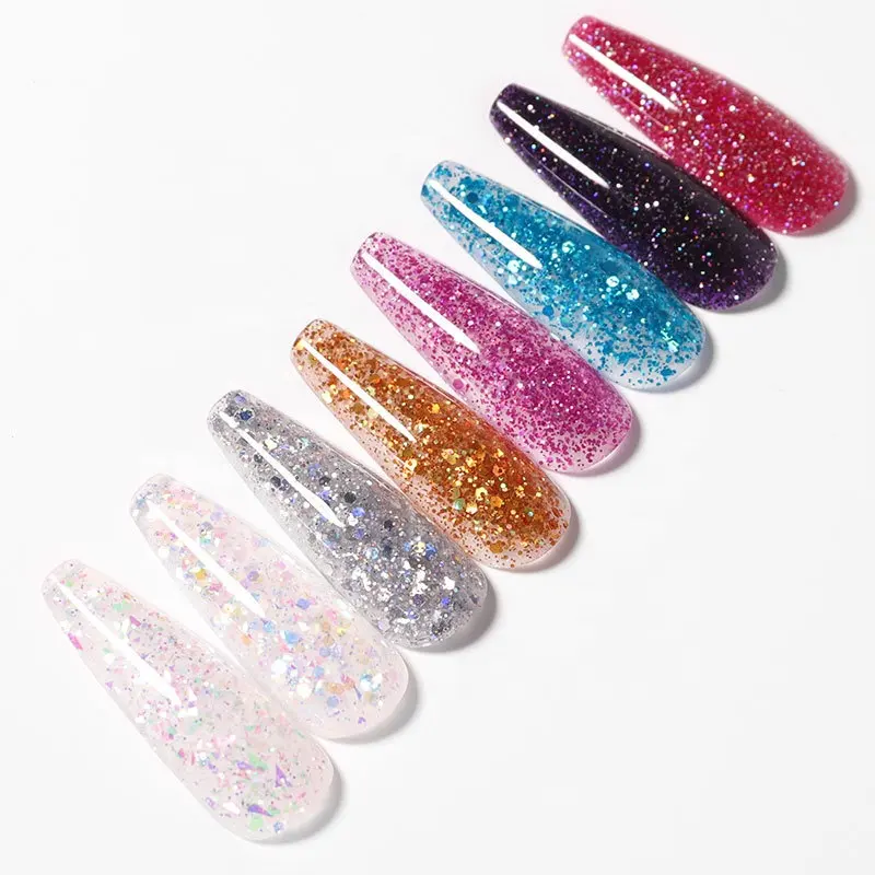 Vente en gros de 15 ml de gel pour ongles à paillettes construction rapide extension de doigt gel acrylique conception de manucure