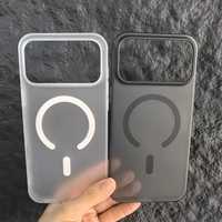 Étui de protection rigide pour téléphone 17 Pro Max, en PC mat de luxe, translucide, avec anneau magnétique et finition givrée