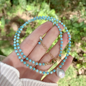 BD-B9242 Bellissima Collana di Perle Turchesi per l'Estate, Collana con Ciondolo di Perla Barocca, Elegante Collana in Pietra Naturale come Regalo - Product Image 5