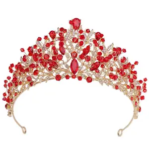 QS bando rambut manik-manik kristal buatan tangan hiasan kepala tiara pesta ulang tahun anak perempuan mahkota pengantin pernikahan untuk aksesori rambut pengantin