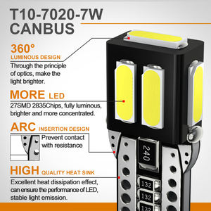 JiaChi Factory Auto Car Part T10 Canbus sans erreur <span class=keywords><strong>192</strong></span> <span class=keywords><strong>168</strong></span> 194 W5W Light Wedge Parking Lamp High Power 12V 7020Chip Fog Light - Product Image 2