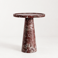 Table d'appoint ronde en travertin conique de style nordique avec plateau surélevé, meuble d'appoint pour la décoration intérieure de villas, hôtels et résidences