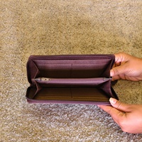 Dompet Kulit Asli Wanita Pendek Desainer Mewah Ukiran Tangan dengan Tali Pergelangan Tangan, Perlindungan RFID, Tombol, Multi-Fungsi