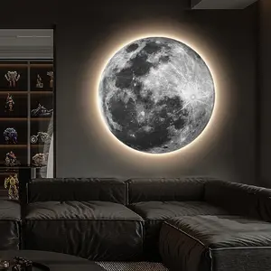 Creative LED Moon Wall Lamp Simple Modern Printed Corridor And Living Room Background Wall Painting For Portrait Subjects