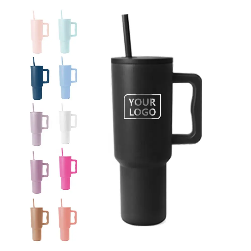 Copo de aço inoxidável para quencher a vácuo de parede dupla H3.0 personalizado, modelo simples de 30 onças, 40 onças e 30 onças, copo de 40 onças com alça e canudo