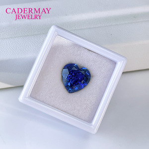 Heart Shape Synthetic Sapphire Gemstone 5x5mm To 10x10mm For Engagement Rings Classic Unisex Jewelry Cadermay - Product Image 2