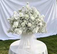 Boule de fleurs artificielles blanches faites à la main 80/70/60/50/40/30cm pour mariage, Nouvel An, Fête des Mères, personnalisable, haute simulation, pour table