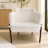 Fauteuil de salon contemporain neuf au design élégant, en tissu, avec pieds en métal et dossier solide