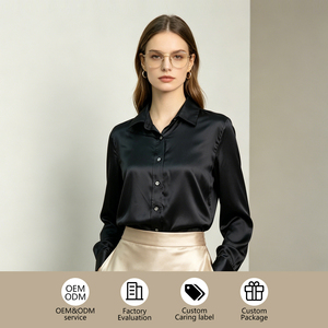 <span class=keywords><strong>Camicetta</strong></span> Classica <span class=keywords><strong>Nera</strong></span> in <span class=keywords><strong>Seta</strong></span> Pura, Camicia con Bottoni 100% <span class=keywords><strong>Seta</strong></span> di Gelso, Blusa in Raso di <span class=keywords><strong>Seta</strong></span> per Donna, Essenziale nel Guardaroba - Product Image 5