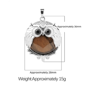 Ciondolo gufo classico simpatico animale in lega di pietra naturale con placcatura in argento ciondolo feste per bambini regali Unisex - Product Image 3