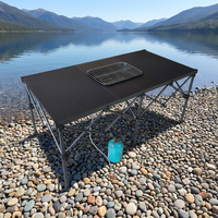 Table de camping pliable en aluminium réglable en hauteur, poste de travail portable pour pique-nique en plein air