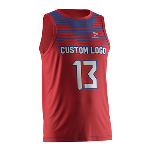 Großhandel Schnellt rocknende Volleyball Plain Sublimation Unterhemden Ärmellose Volleyball Uniformen Volleyball-Trikots-Männer-Kastanien braun-Blau - Product Image 3