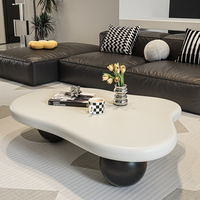 Table basse carrée moderne en bois en forme de nuage, noir et blanc et crème, durable et facile à nettoyer