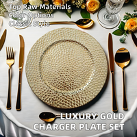 Assiette de Présentation Ronde Moderne Dorée Classique Personnalisée Écologique en Plastique PP Léger de Haute Qualité pour Mariages