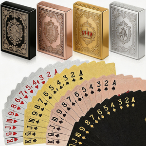 Cartas de Póker de Estilo Europeo con Acabado en Lámina Dorada, Plateada y Oro Rosa, Duraderas, Brillantes, con Esquinas Cuadradas, de Cartón - Product Image 1