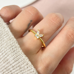 Trendy Korean <b>Rings</b> Bling Cubic Zirconia 18K Gold Plated Dainty Butterfly <b>Ring</b> for Girl - Product Image 5