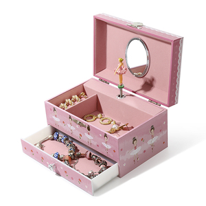 Portagioie Musicale per Bambina con Tema Ballerina Rotante, Scatola Musicale per Gioielli con Set di Gioielli - Product Image 1
