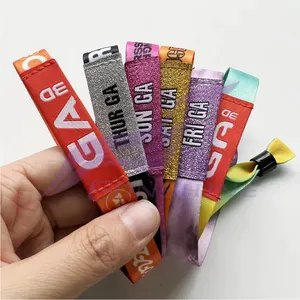 DJ Festival Wristbands Woven Event Entrance Ticket Cloth Wristband Fabric Woven Bracelet Custom