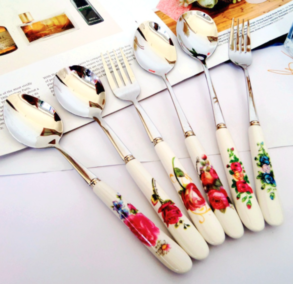 Ceramic Handle Tea Spoon, Stainless Steel Tea Spoon with Ceramic Handle.