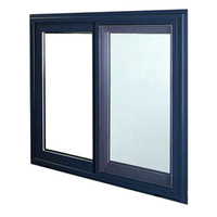Ventana Moderna de Aluminio con Doble Acristalamiento, Diseño de Rejilla, Ventanas Corredizas de Aluminio, Ventanas Negras Estilo Colonial